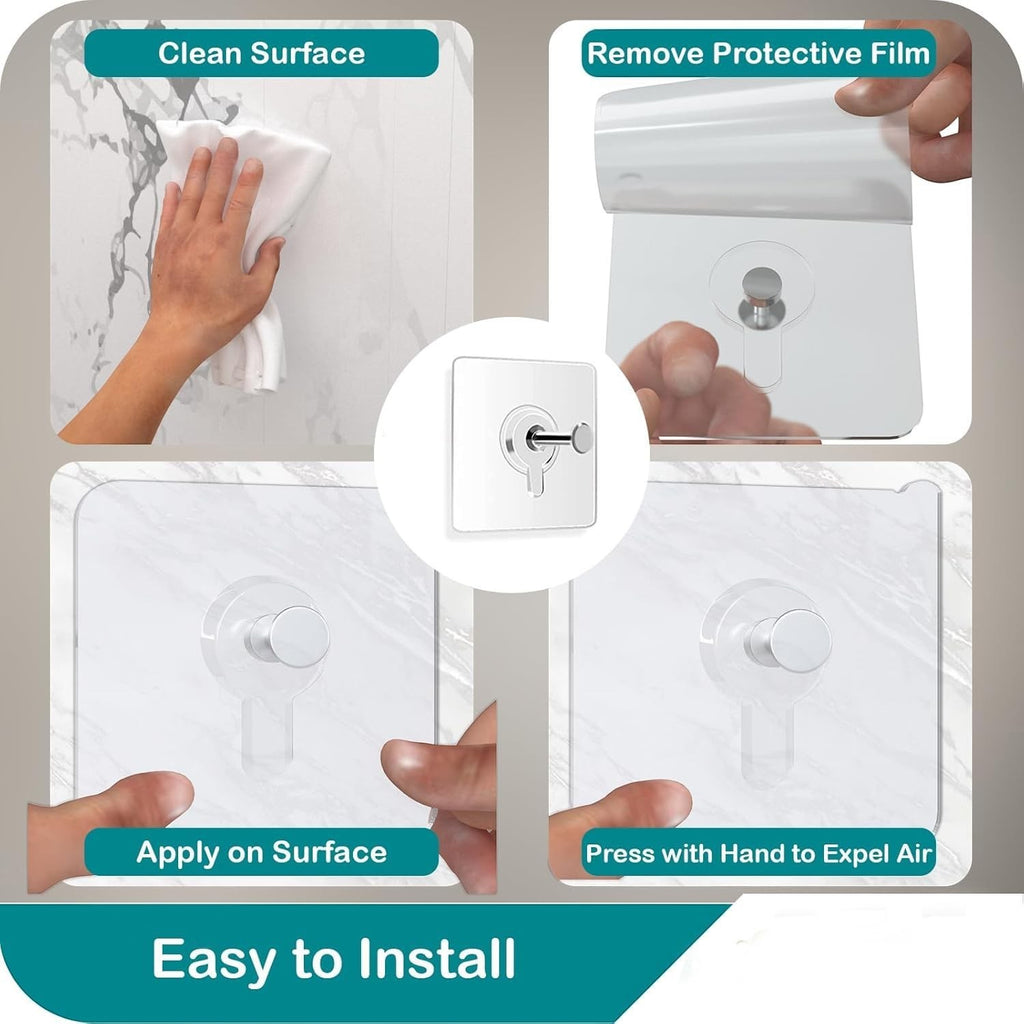 GoHooked transparent adhesive hooks for heavy-duty hanging, no drilling required. Set of 15.