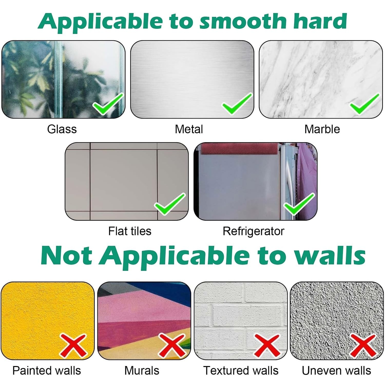 GoHooked transparent adhesive hooks applicable to glass, metal, marble, flat tiles, and refrigerators.