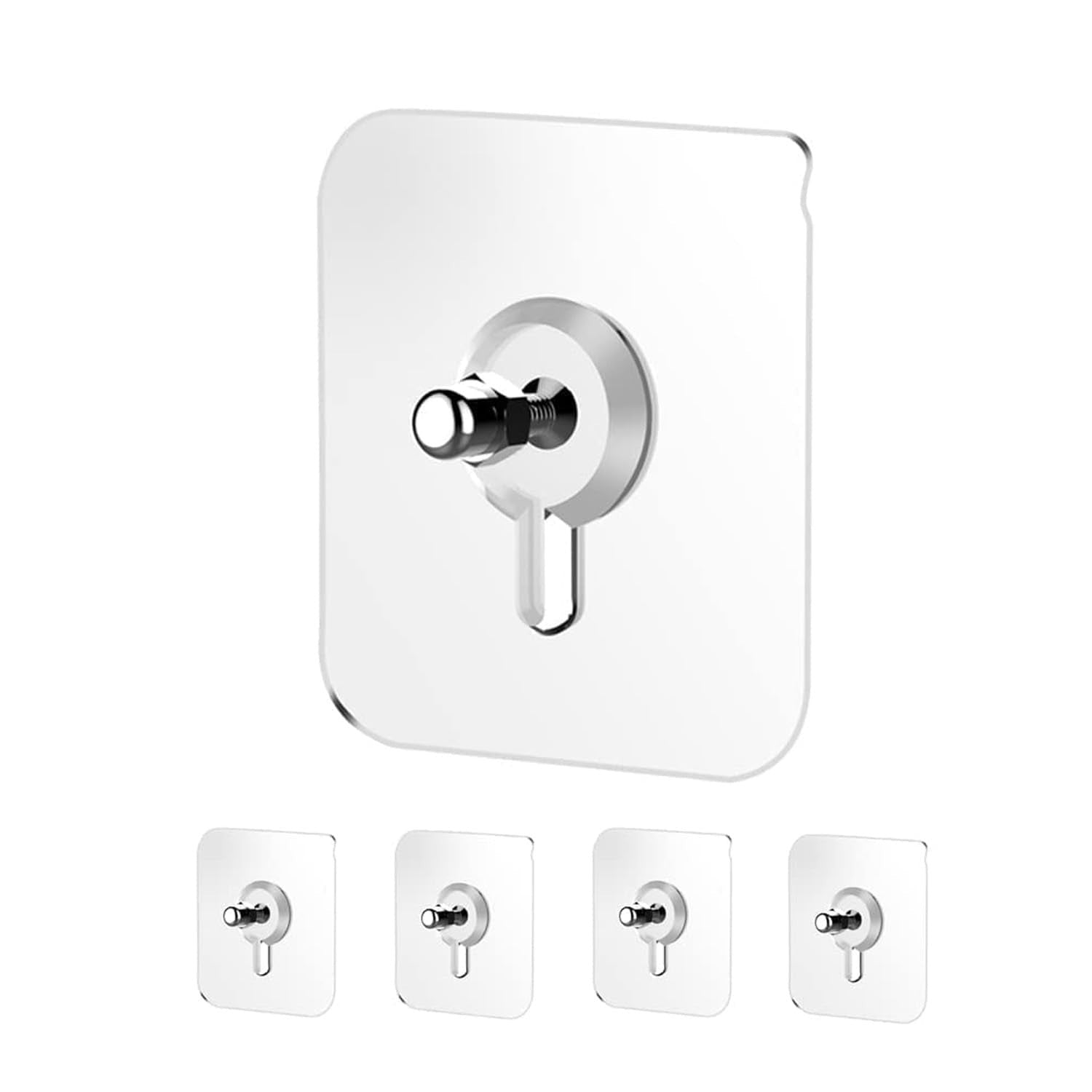 GoHooked transparent adhesive wall hooks with stainless steel screw, set of 5, heavy-duty, no-drilling required.