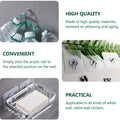 GoHooked transparent adhesive hooks holding water bottles and a silver soap dish. Set of 5 heavy-duty, screw-free wall mounts.