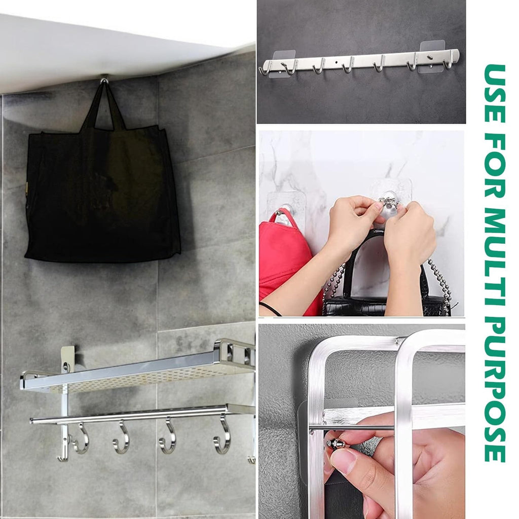 GoHooked transparent adhesive hooks, heavy-duty, waterproof, no-drilling, for keys, bathroom, shower, home
