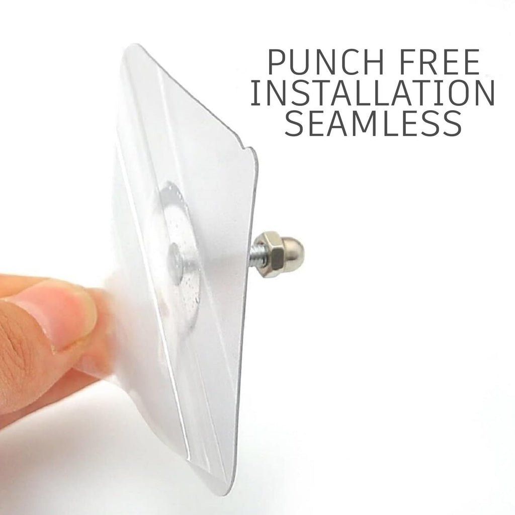 GoHooked transparent adhesive nail hook with screw and nut, punch-free installation.