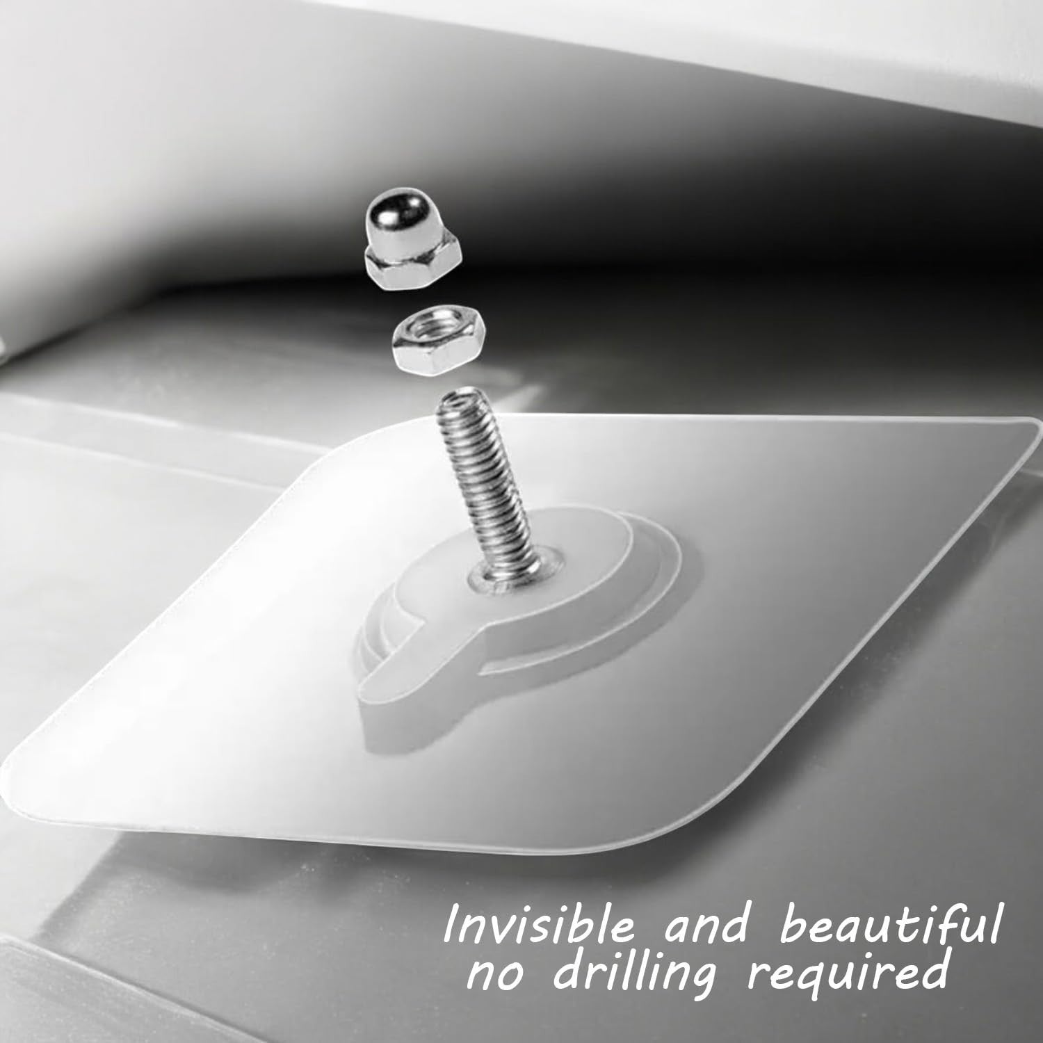 GoHooked transparent adhesive wall hook with screw and nuts, no drilling required
