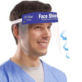 Go Hooked transparent anti-fog plastic face shield with elastic headband for full facial protection.