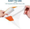 Go Hooked transparent plastic face shield with orange trim and adjustable elastic band, anti-fog design.