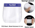 Go Hooked transparent anti-fog plastic face shield with sponge gasket and elastic band for full facial protection.