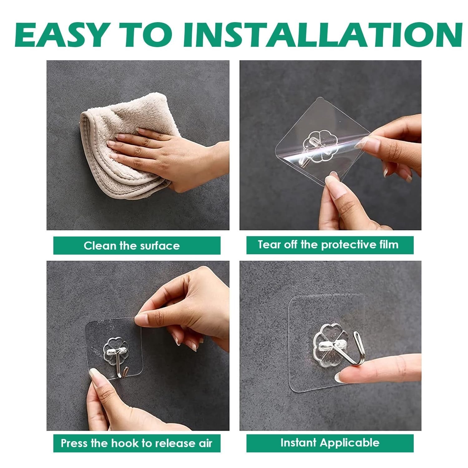 GoHooked transparent flower-shaped adhesive hooks, easy to install on smooth surfaces without drilling. Heavy-duty, waterproof, and stylish for home organization.