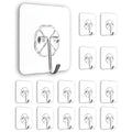 GoHooked 15pcs transparent flower-shaped adhesive hooks for heavy-duty, no-drilling wall mounting.