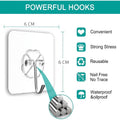 GoHooked transparent flower-shaped self-adhesive hook, 6x6cm, waterproof and heavy-duty for home and bathroom.