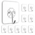 GoHooked transparent flower-shaped adhesive hooks, 10-pack, heavy-duty, waterproof, no-drilling wall mount hooks.