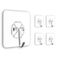 GoHooked transparent flower-shaped adhesive hooks, set of 5, heavy-duty, waterproof, no-drilling wall mount for keys, bathroom, home.