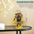 GoHooked Tribal Chief polyresin figurine with gold accents, featuring intricate headdress and garments. Cultural art collectible.