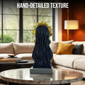 GoHooked black and gold polyresin tribal lady bust with sun-crown and mask, 25cm decorative statue.
