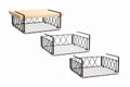 GoHooked black wire under shelf basket with diamond pattern sides, 3 pack for kitchen pantry organization.
