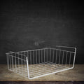 GoHooked white coated iron under shelf basket organizer rack for kitchen and bedroom storage. Grid design.