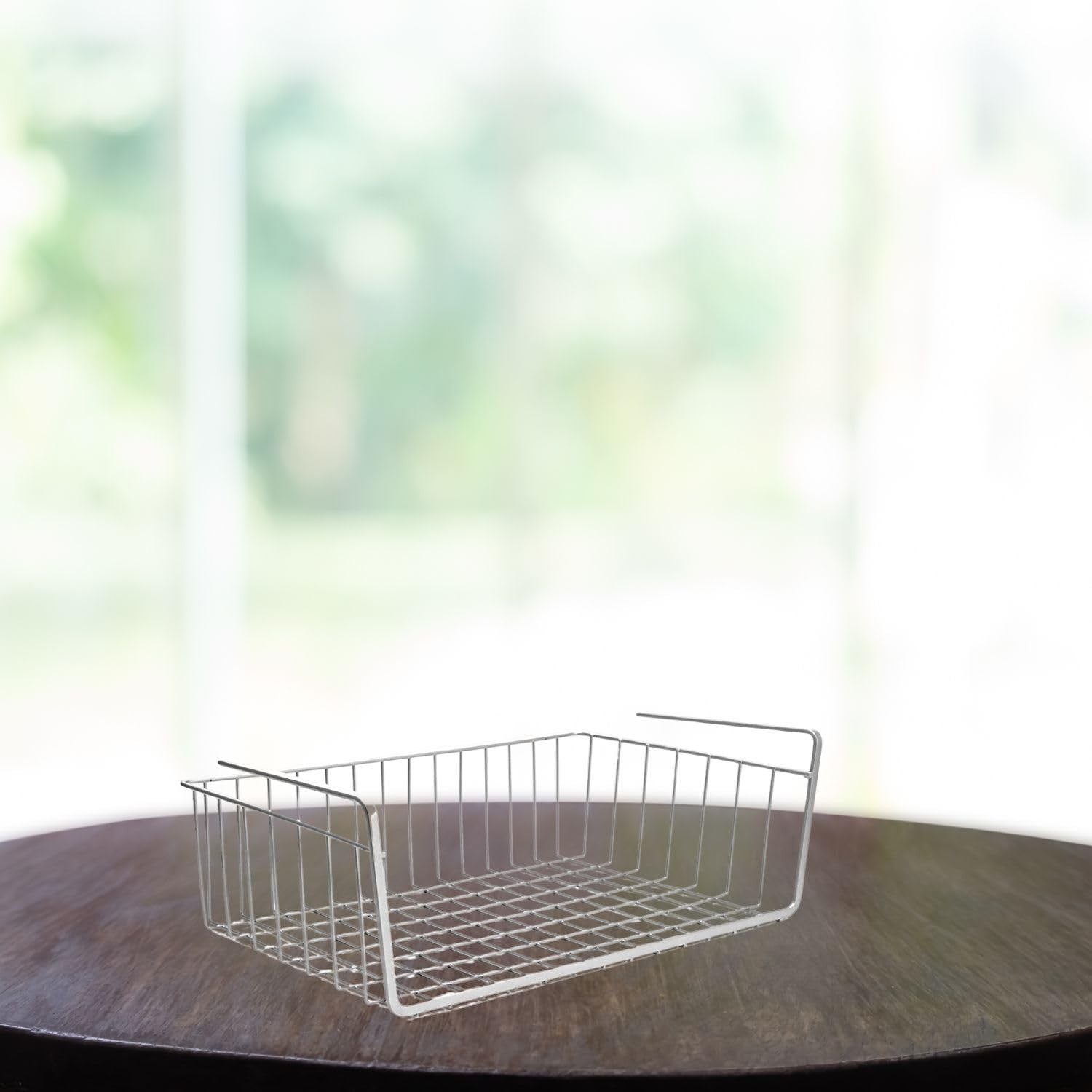 GoHooked white powder coated iron under shelf basket for versatile storage, 12 inch, set of 2.