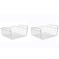 GoHooked white powder coated iron under shelf basket, set of 2. Space-saving and versatile for kitchen storage.