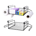 GoHooked black wire under shelf storage basket with paper towel holder, 2 pack