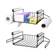 Go Hooked Under Shelf Storage Basket,2 Pack,Under Cabinet Hanging Basket Organizer with Tissue Holder,Under Cabinet Storage Shelf Wire Baskets for Kitchen Pantry Bathroom (Black (2)