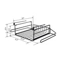GoHooked black metal under shelf storage basket with built-in paper towel holder. Measures 14.3" L x 8.5" W x 4.6" H.