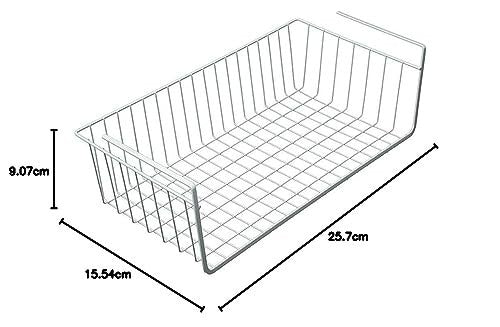 GoHooked white coated iron under shelf storage basket organizer rack for kitchen and pantry. Pack of 3.