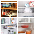 Go Hooked grey powder-coated iron undershelf basket, 16 inch, for kitchen and pantry storage.