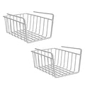 Go Hooked white metal undershelf basket, set of 2, 8 inch, space-saving storage solution.