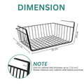 GoHooked black metal undershelf storage basket, 12 inch, pack of 3. Features open grid design and no-tool installation.