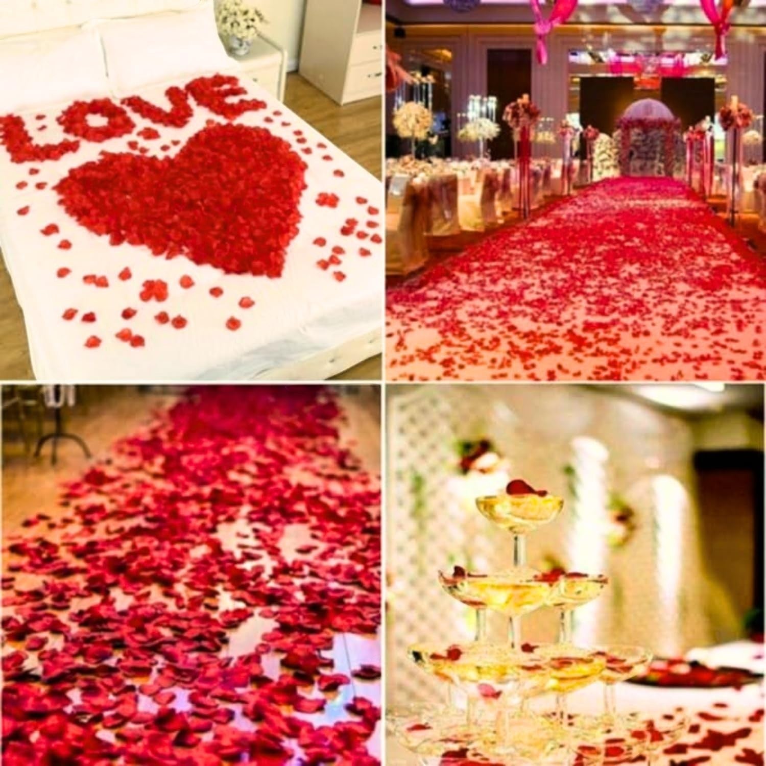 GoHooked Valentine's Day decor set with red rose petals, heart candles, and heart balloons for romantic occasions.