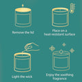 GoHooked ViMe Vanilla Mousse scented candle instructions: remove lid, place on heat-resistant surface, light wick, enjoy fragrance.