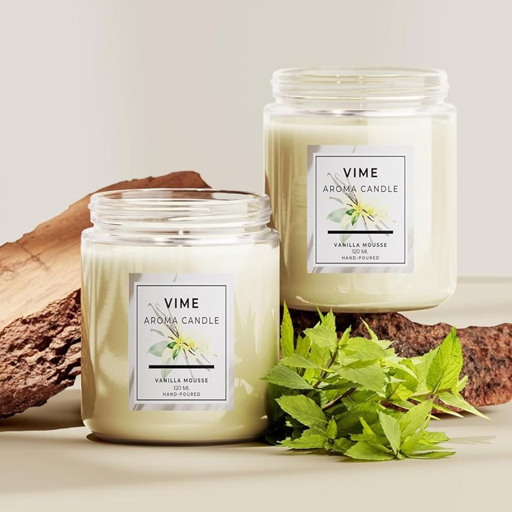 GoHooked white vanilla mousse scented aroma candle in a glass jar, 120 ml, hand-poured.