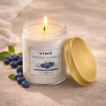 ViMe blueberry scented aroma candle in a glass jar with a gold lid, 120ml, hand-poured wax.