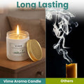 GoHooked ViMe white glass jar candle with jasmine scent, lit flame and gold lid. Long lasting burn.