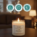 GoHooked ViMe white jasmine scented aroma candle in a glass jar, 100% natural essential oil, 40-hour burn time.