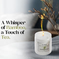 GoHooked ViMe Bamboo & White Tea scented candle in a white jar, 120 gm, 35+ hour burn time.