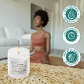 GoHooked ViMe white chamomile aroma candle in a jar, 120 gm, 35-hour burn time, ideal for aromatherapy and home decor.