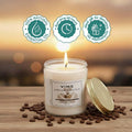 GoHooked ViMe white glass jar candle with coffee lover scent, 100ml, 40-hour burn time, natural essential oil.