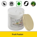 GoHooked ViMe Fruit Fusion aroma candle in a white jar with a gold lid. Hand-poured, 100ml, 35-hour burn time.