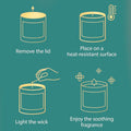 GoHooked ViMe lemon tart scented candle instructions: remove lid, place on heat-resistant surface, light wick, enjoy fragrance.