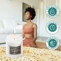 GoHooked ViMe Oud Euphoria scented candle in white jar, 120ml, 40-hour burn time, natural essential oil for aromatherapy.