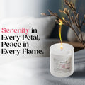 GoHooked ViMe Serenity Bloom Lotus aroma candle in a white jar, 120 gm, hand-poured with a 35-hour burn time.