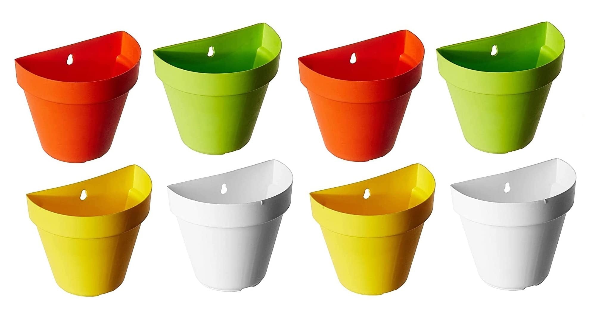 GoHooked multicolor plastic wall hanging pot set of 4, rust resistant, ideal for herbs and flowers.