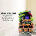 GoHooked multicolour polyresin tabletop waterfall fountain with crystal ball and LED lights, 25.5 cm.