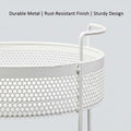 GoHooked white 2-tier metal mesh countertop storage basket with handles, perfect for spices, fruits, or cosmetics.