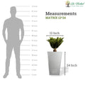 Go Hooked white 24-inch tall, 12-inch wide tapered polymer planter with a speckled finish, shown with a plant.
