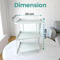 GoHooked white 3-tier iron countertop storage organizer rack, 40cm height, space-saving for kitchen or bathroom.