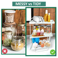GoHooked white 3-tier iron countertop storage organizer rack for kitchen and bathroom organization.