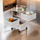 Go Hooked Rotating cart Storage Racks | Metal 3-Tiered Basket Shelves No Assembly Required |Square Shaped Bathroom Shelf, Organizers and Storage Cart for Fruits, Vegetables and Grocery (White)
