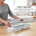 GoHooked white 3-tier step standing rack for kitchen or bathroom organization. Made of powder-coated iron.