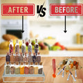GoHooked white 3-tier metal step rack organizer for spice bottles and kitchen storage.